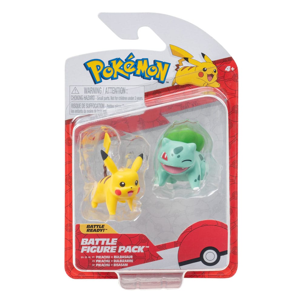 Pikachu & Bisasam, Pokémon, Battle Figure, First Partner ,Set Figuren 2er-Pack , ca.5cm