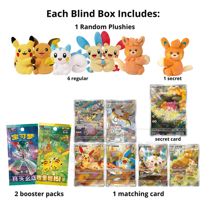 Pokemon, Blind Box, Plushie mit Karte und 2 Boosterpacks