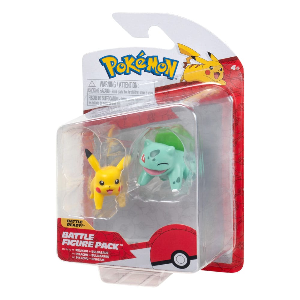 Pikachu & Bisasam, Pokémon, Battle Figure, First Partner ,Set Figuren 2er-Pack , ca.5cm
