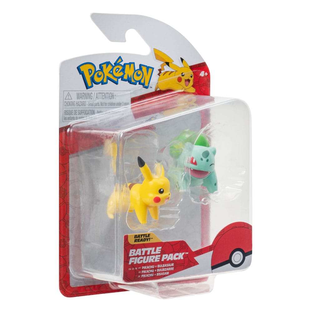 Pikachu & Bisasam, Pokémon, Battle Figure, First Partner ,Set Figuren 2er-Pack , ca.5cm