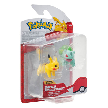 Pikachu & Bisasam, Pokémon, Battle Figure, First Partner ,Set Figuren 2er-Pack , ca.5cm